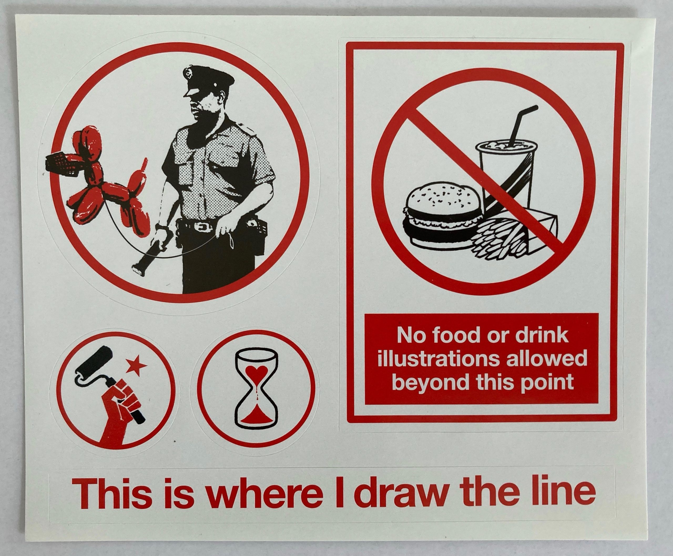 No-Food-Or-Drink-Sticker-By-Banksy No-Food-Or-Drink-Sticker-By-Banksy