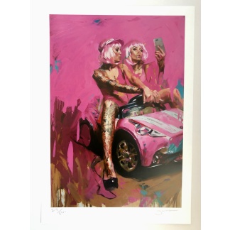 Pink Car Selfie Print
