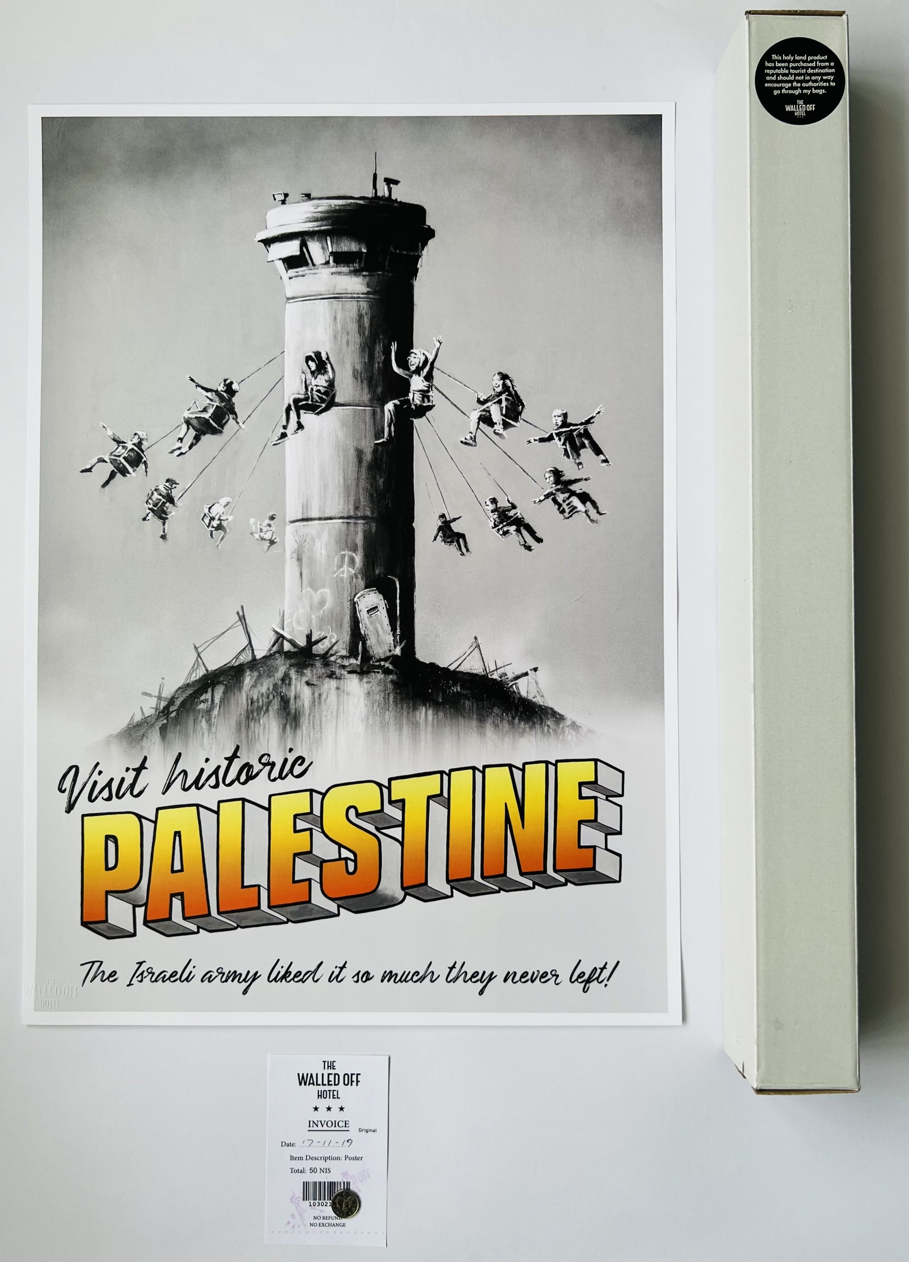 banksy visit historic palestine poster receipt and box banksy visit historic palestine poster receipt and box